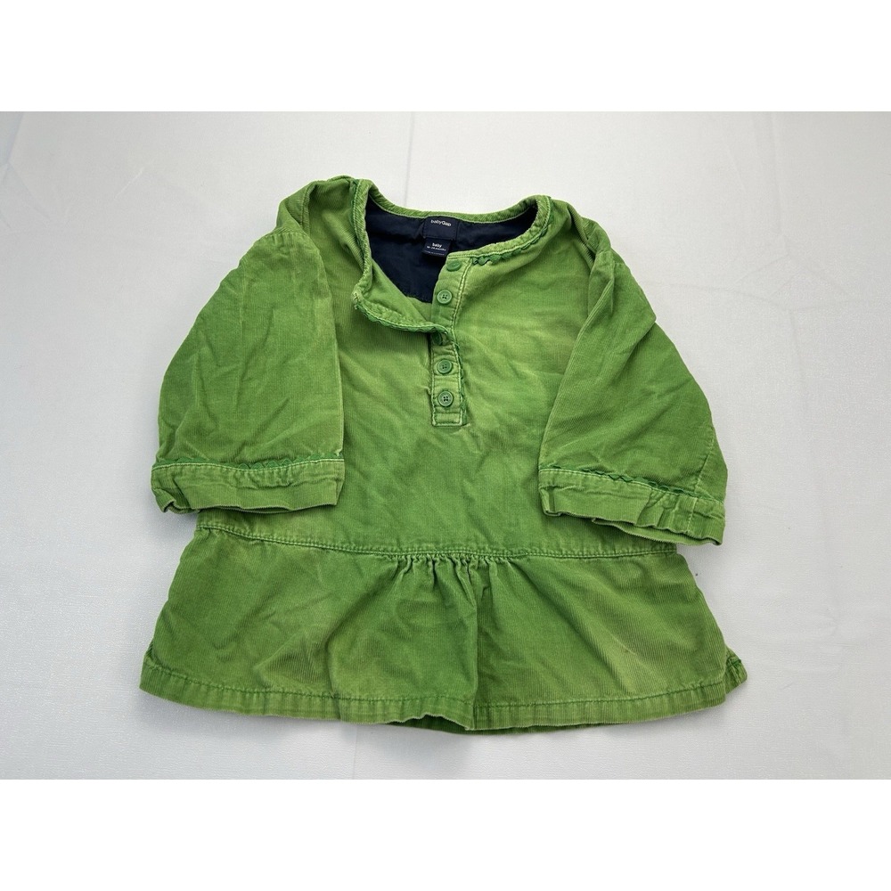 Baby Gap Corduroy Tunic Top Girls 18-24 Months Green Long Sleeve Peplum Fall
